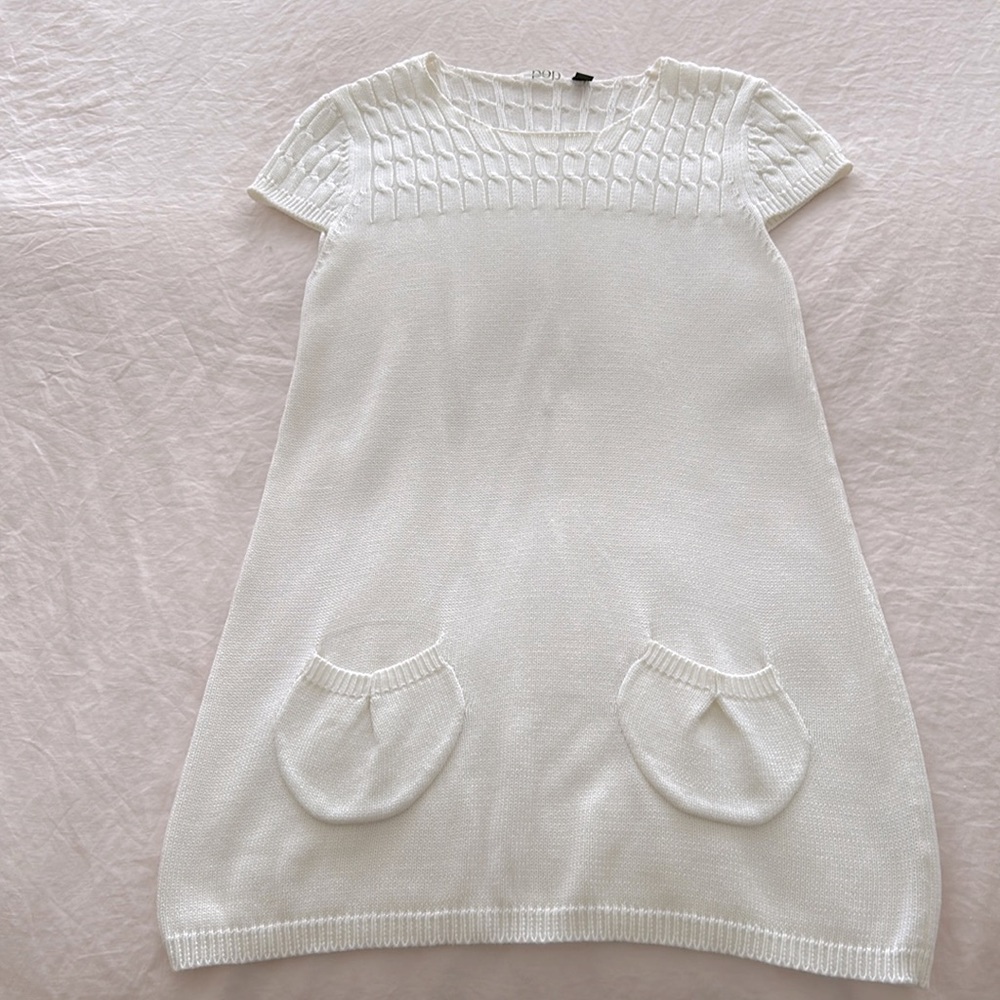Cotton blend cable trim mini dress